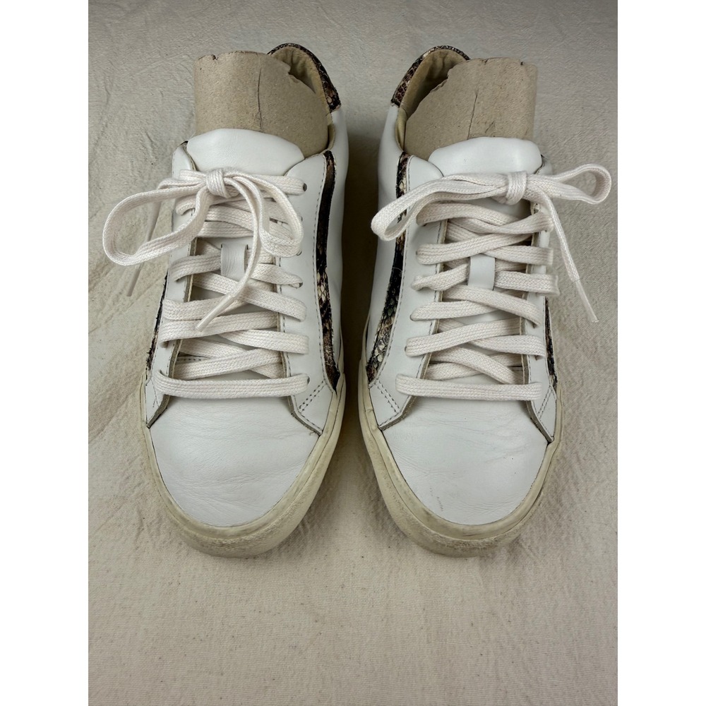 Madewell Preppy Court Sneaker Womens 8.5 White Leather Snakeskin Print Accents